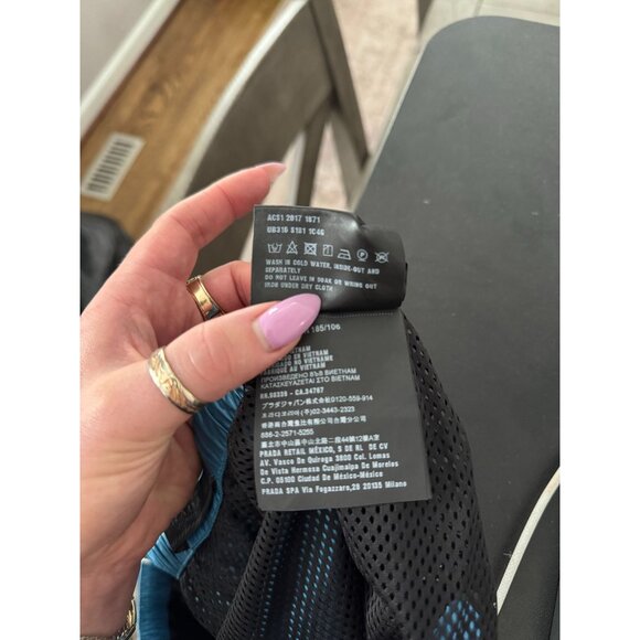 PRADA Mens Logo Athletic Shorts Swim Trunks Beach Satin Blue Size 52 - Picture 11 of 11